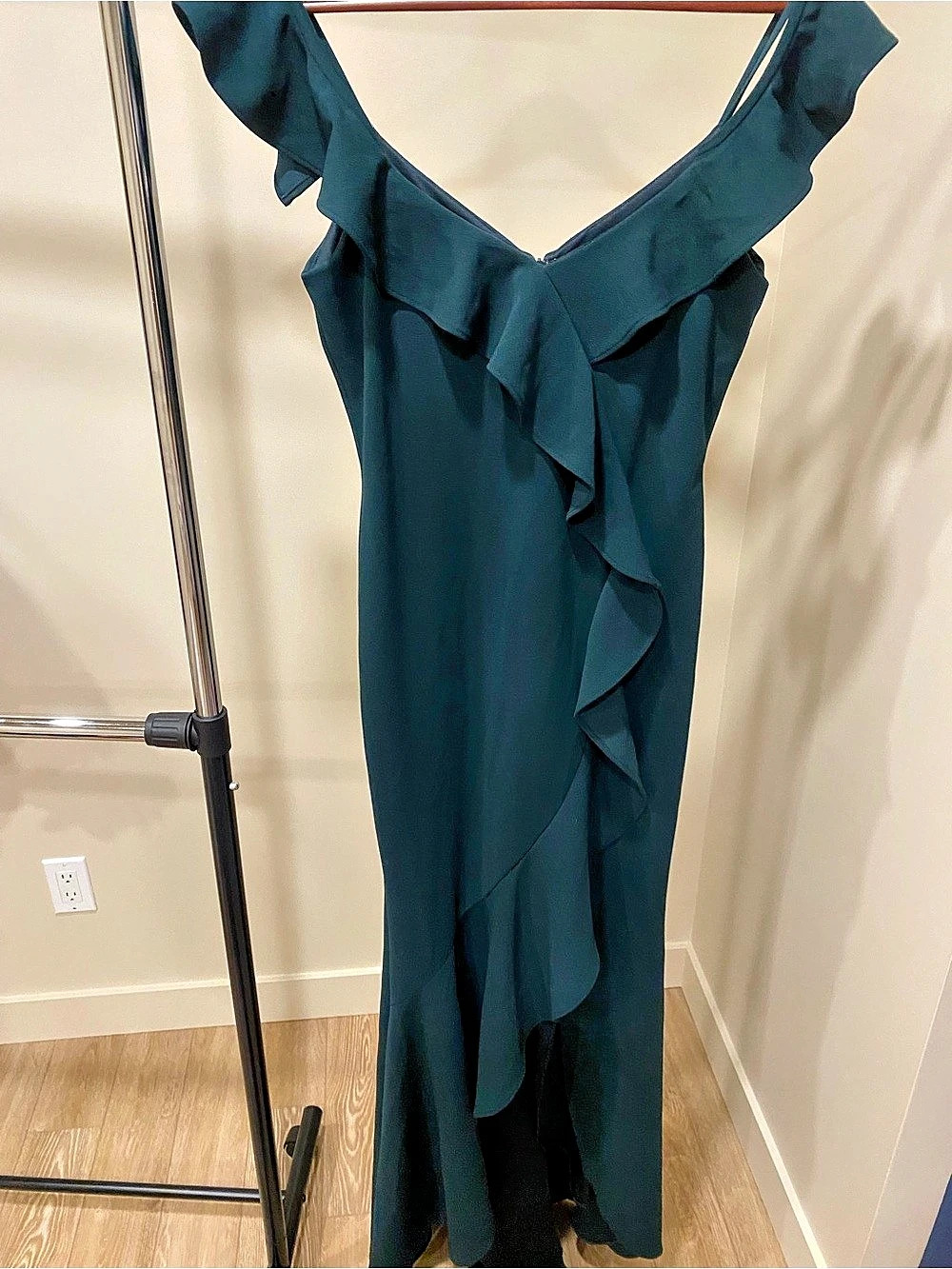 BHLDN Ruffle Dress Emerald Green